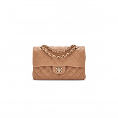 CHANEL MASTER QUILTED CAVIAR SMALL CLASSIC DOUBLE FLAP BAG DARK BEIGE 203204 (23*14.5*6cm)